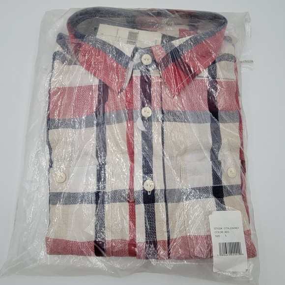 Jachs New York Men's Size Small Flannel Shirt Plaid Red Long Sleeve Button Down - Picture 2 of 14
